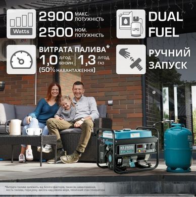 Генератор бензиновый/газовый Konner&Sohnen KS 2900G