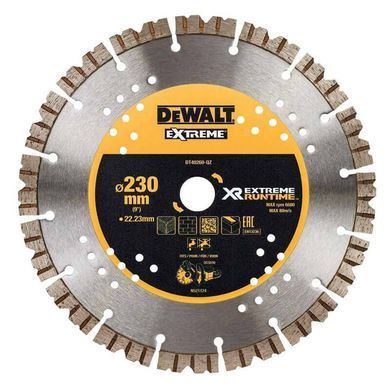 Диск алмазный EXTREME 230х3х22.23 мм для мокрого и сухого использования для УШМ и DCS690 DeWALT DT40260