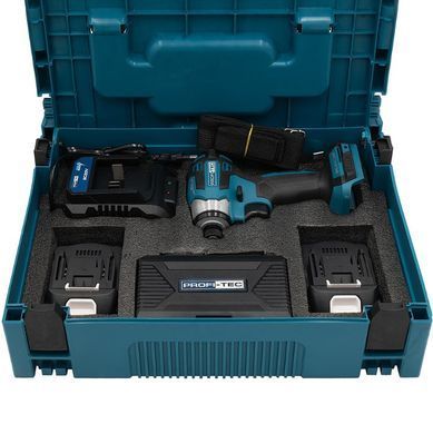 Акумуляторний імпульсний викрутка PROFI-TEC PID1820BL, 2&times;2.0 А&middot;г, ЗП, набір біт