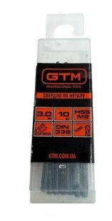 Свердло по металу, пластику та дереву 3,0 мм GTM HSS-TiN 10 шт
