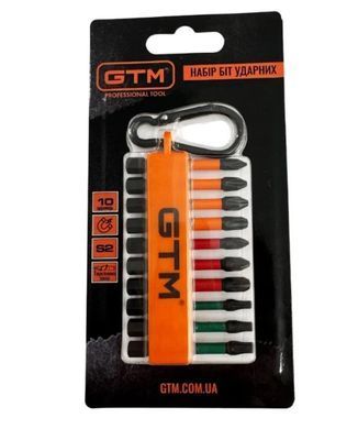 Набор ударных бит GTM 10 шт 50 мм PH PZ TORX