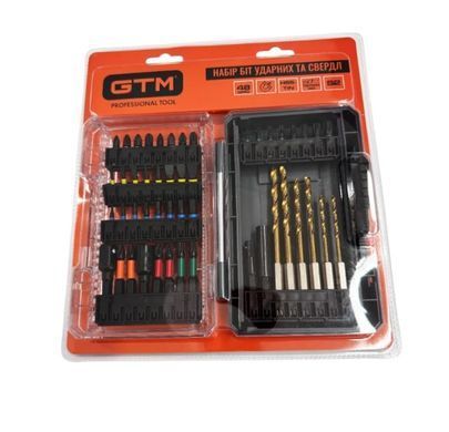 Набір ударних біт та свердел GTM 48 шт 25-50 мм PH PZ TORX HEX SL SW зі свердлами HSS-TiN