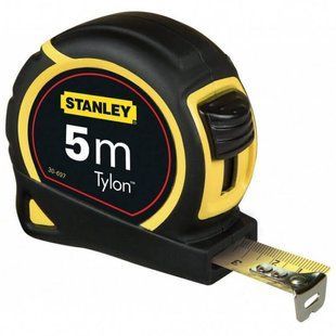 Рулетка STANLEY "Tylon" : 5 м х 19 мм, ергономічний корпус пластик + еластомер, Tylon покриття
