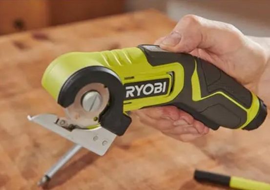 Універсальні акумуляторні ножиці 4В USB, по шкірі та ковроліну, Ryobi. RCT4-120G