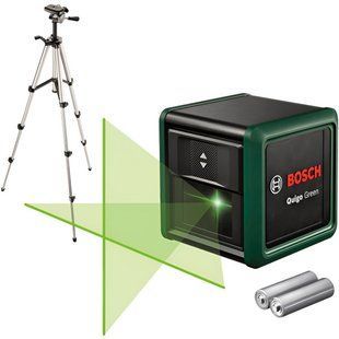 Лазерний нівелір Bosch Quigo Green зі штативом і батарейками, зелений промінь, 12 м