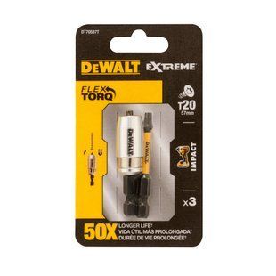 Набор бит и насадок DeWALT "IMPACT TORSION", ударные, T20, L=57 мм, 2 шт + магнитный держатель шурупов