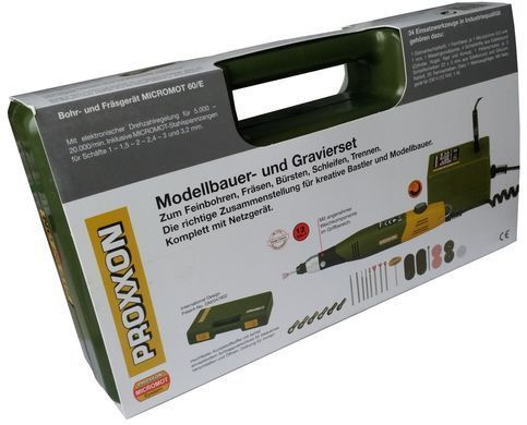 Бормашина 40 Вт, 5000&ndash;20000 об/мин, аксессуары 34 шт., PROXXON MICROMOT 60/E (28515)