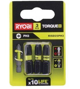 Набор ударных бит 3 ед., 25 мм, PH3, Ryobi. RISD25PH3 (5132004124)