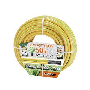 Шланг поливочный Claber 1/2", 50 м, Flexyfort Green, желтый с зеленой полосой