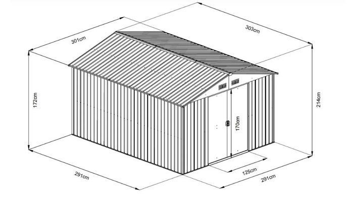 Садовий будинок HECHT 10X10 PLUS, 303&times;301&times;214 см, 8.46 м&sup2;, метал 0.3 мм