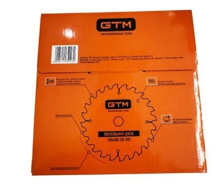 Диск пильный GTM 190x30 z=24, по дереву