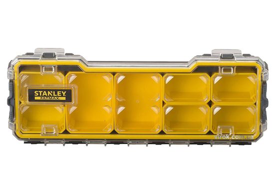 Органайзер 1/3 мілкий з прозорою кришкою Stanley "Fatmax Pro"; 8 лотків, 43х 15х 6,4 см