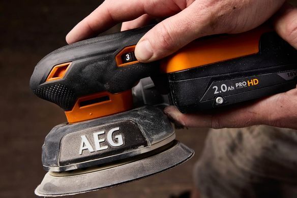Аккумуляторная орбитальная шлифовальная машина AEG BEX18SBL-125-0, 18 В, диск 125 мм