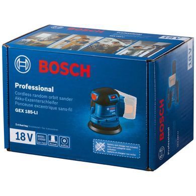 Акумуляторна ексцентрикова шліфмашина Bosch GEX 185-LI Professional, 18 В, &Oslash;125 мм
