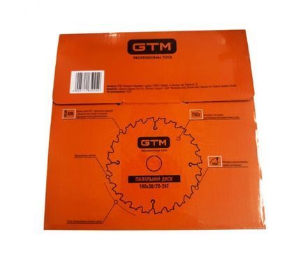 Диск пильный GTM 190x30 z=24, по дереву с гвоздями