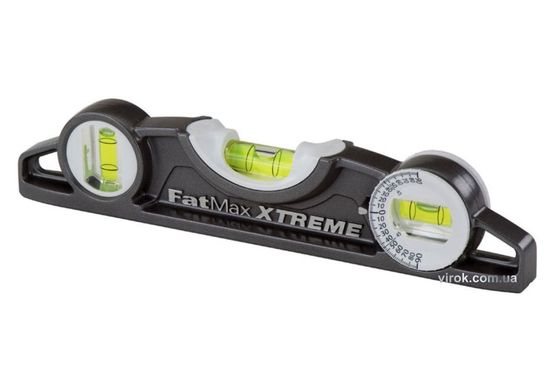 Рівень магнітний STANLEY "FatMax Xtreme" Torpedo : L= 25 см. 3 капсули (1 кап. обертова на 180°),