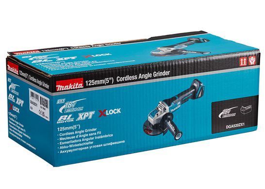 Аккумуляторная болгарка Makita DGA520ZX1 18V, 125 мм, X-LOCK