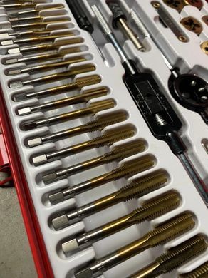 Набор метчиков и плашек Holzmann GBM58TIN, 58 предметов, TiN покрытие
